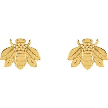 14K Yellow Bumblebee Earrings