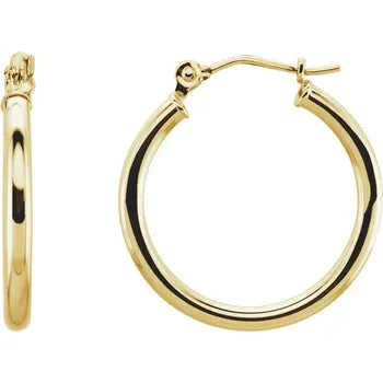 14K Yellow Tube 20 mm Hoop Earrings