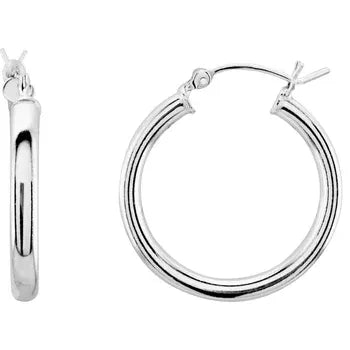 Sterling Silver Tube 20 mm Hoop Earrings