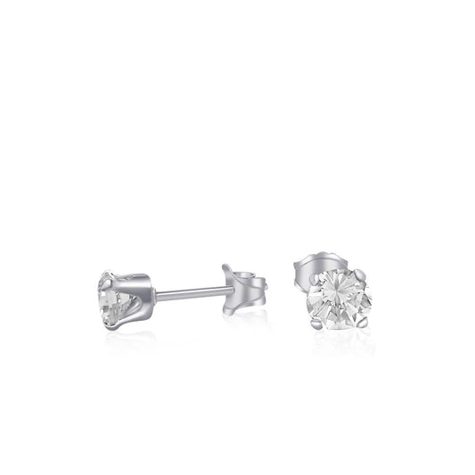 0.5 ct Sterling Silver CZ Stud Earrings 4mm - Bright Stone Jewelers