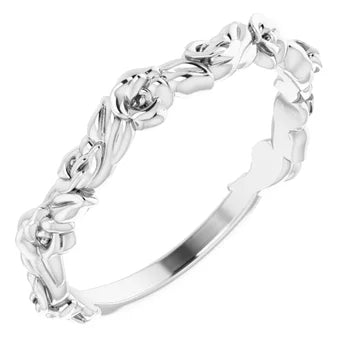 14K White Gold Rose Ring - Bright Stone Jewelers