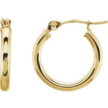 14K Yellow Gold 15 mm Hoop Earrings - Bright Stone Jewelers