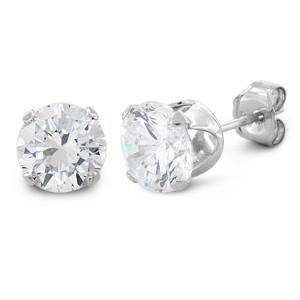 1.5 ct Sterling Silver CZ Stud Earrings 6MM - Bright Stone Jewelers