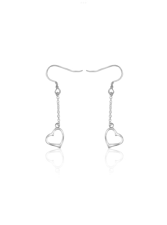 Sterling Silver Heart Dangle Earrings - Bright Stone Jewelers